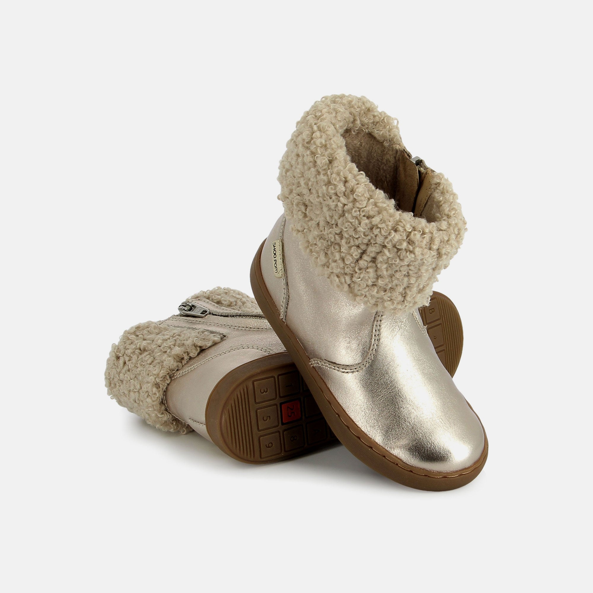 shoo-pom-play-boots-fur-bottines-fille-cuir-bronze-clair-fourr-es image 3