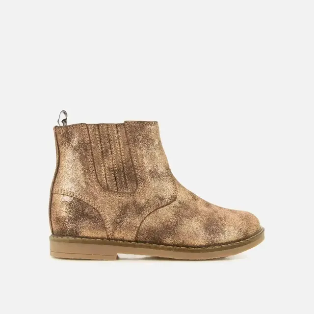 pom-d-api-trip-jodzip-bottine-enfant-cuir-velours-paillet-bronze image 1