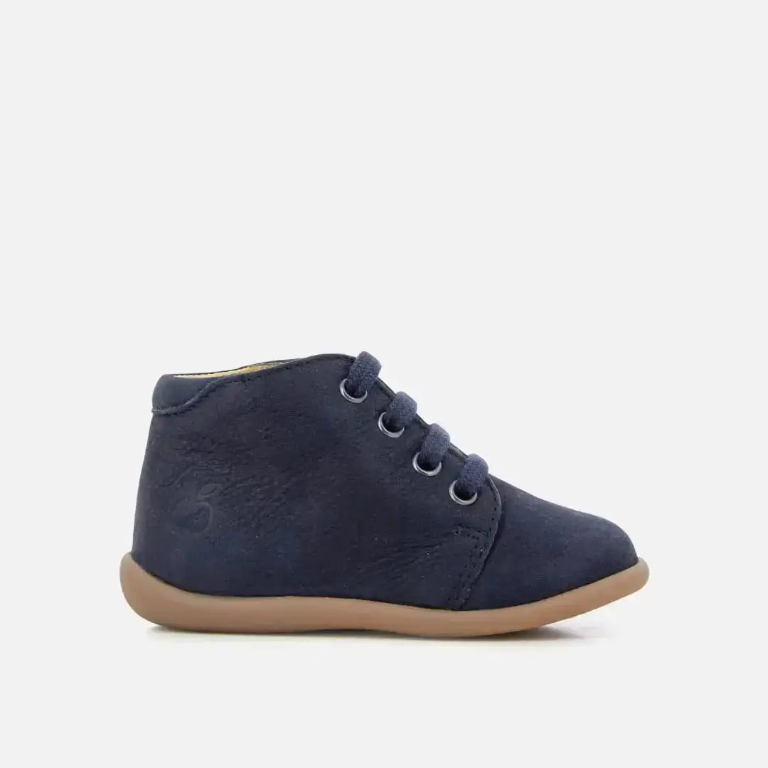 pom-d-api-stand-up-bottine-premiers-pas-marine-velours-lacets image 2