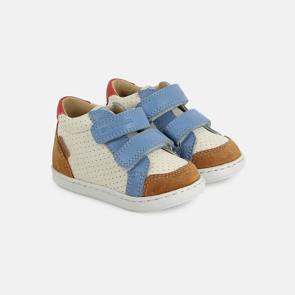 shoo-pom-bouba-box-easy-basket-premiers-pas-b-b-nappa-velours-terra-jeans image 1