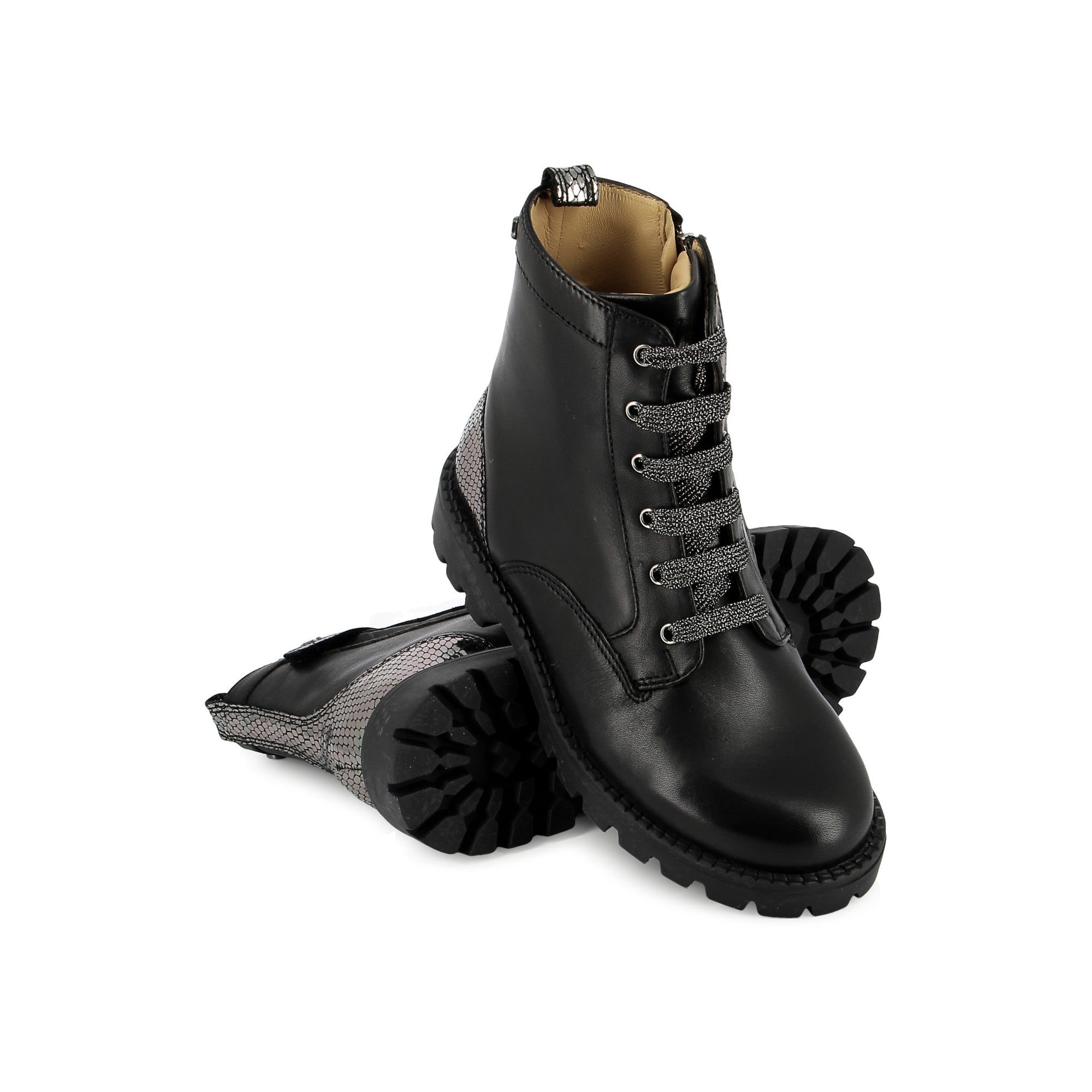 shoo-pom-bouba-misty-ranger-bottines-fille-cuir-noir-nappa-lacets image 3