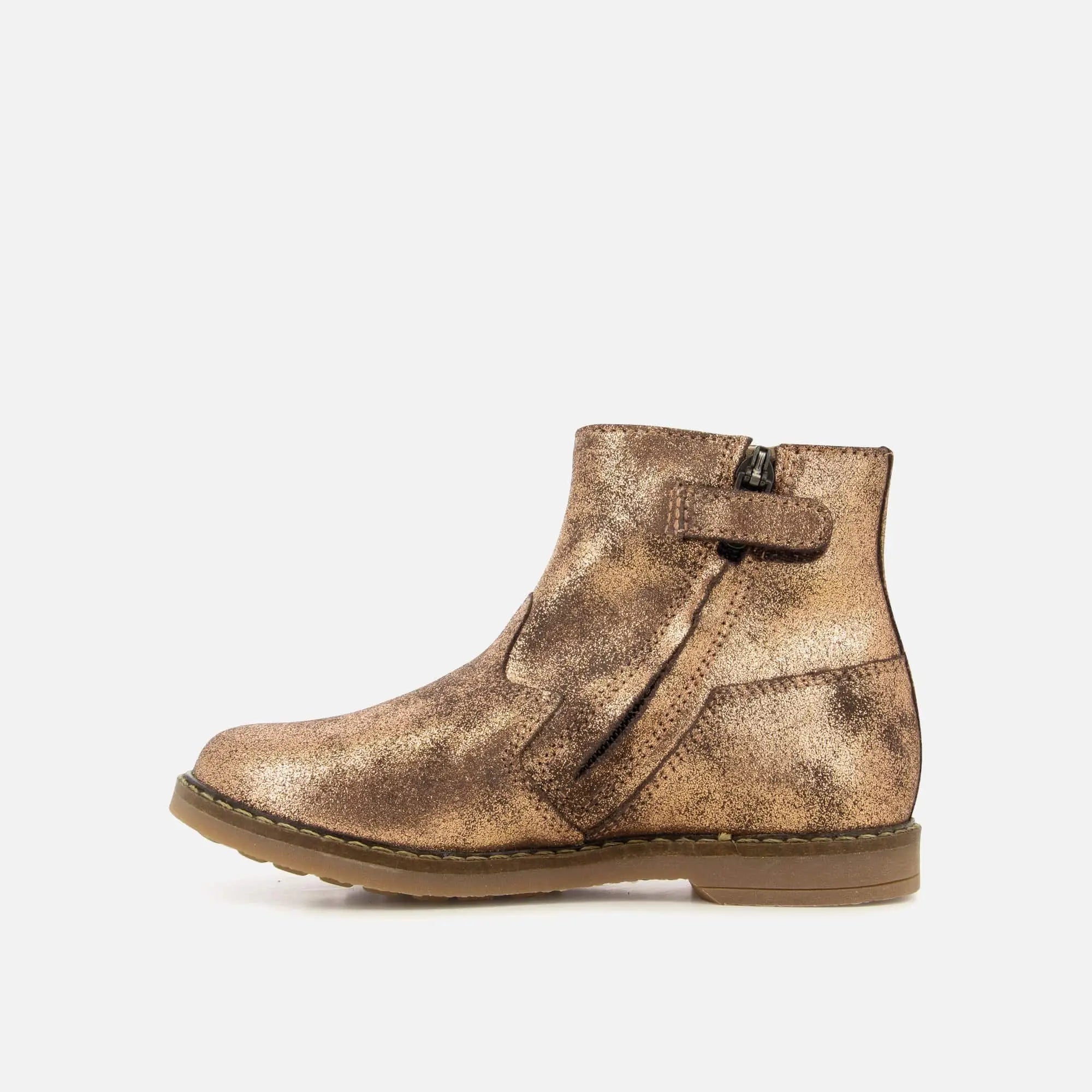 pom-d-api-trip-boots-bottines-enfant-fille-bronze-paillet-cuir-velours image 3