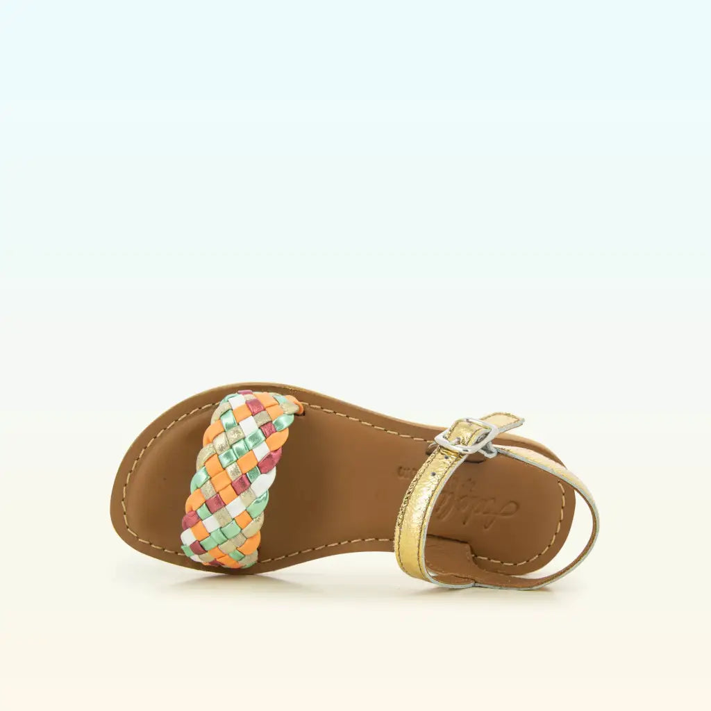 shoo-pom-lazar-kate-sandales-fille-grandes-pointures-cuir-platine-tresses-multi image 4