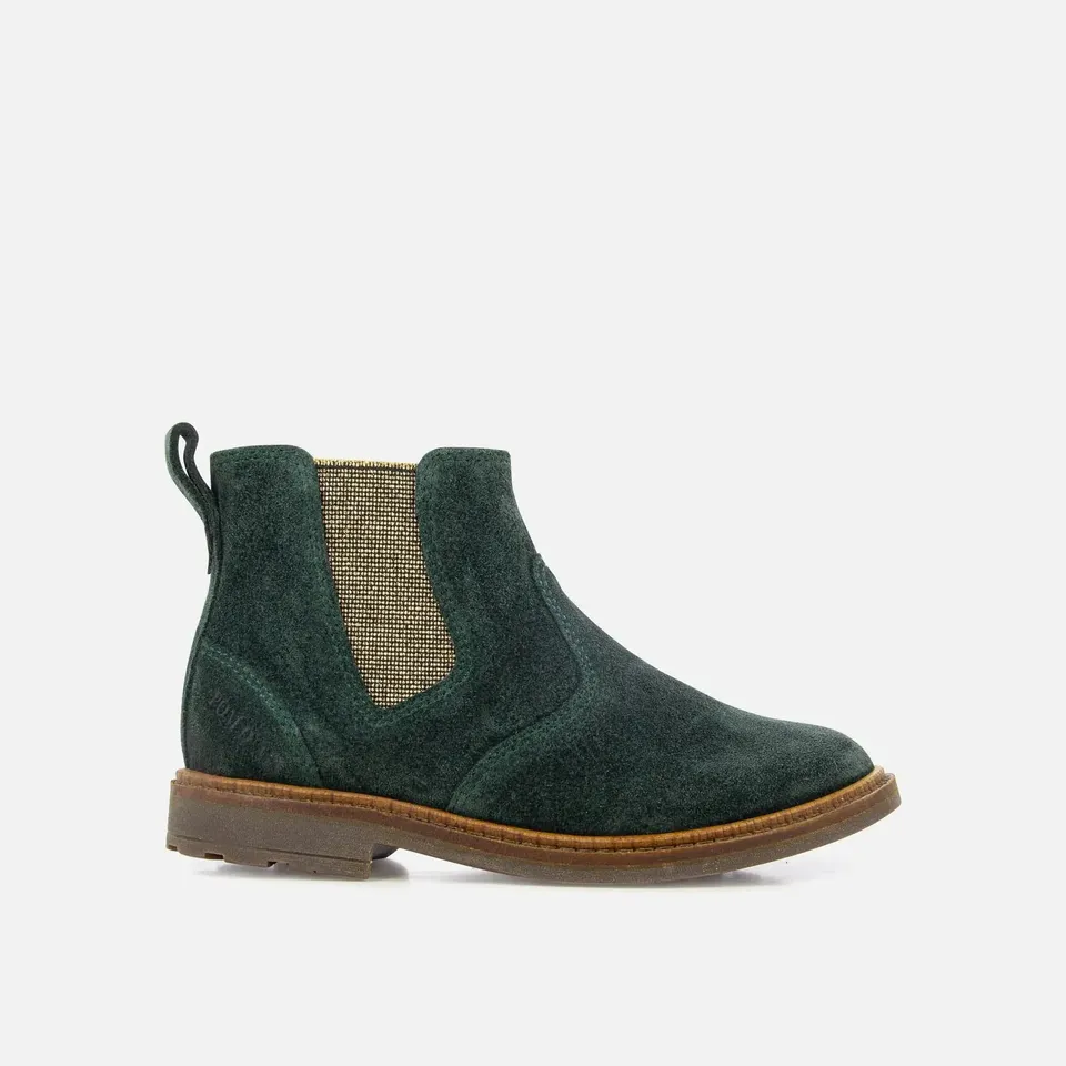 pom-d-api-sister-jodzip-bottine-enfant-cuir-velours-vert-sapin image 1