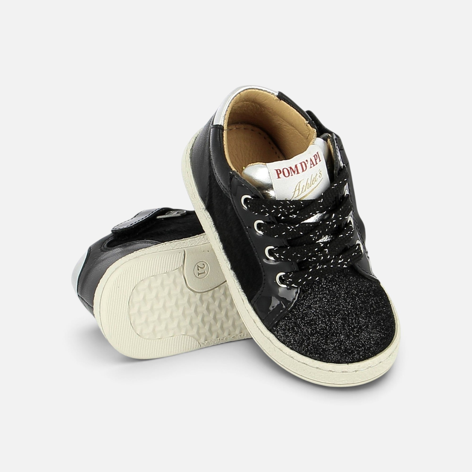 pom-d-api-mousse-zip-top-basket-enfant-fille-noir-star-pony image 3