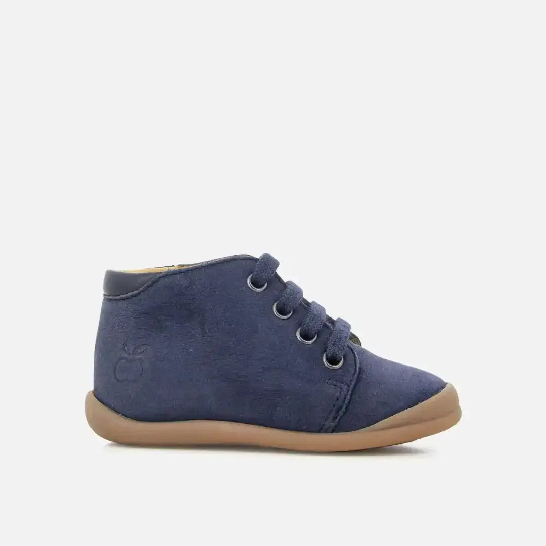 pom-d-api-flex-up-bottine-premiers-pas-gar-on-cuir-velours-marine-lacets image 2