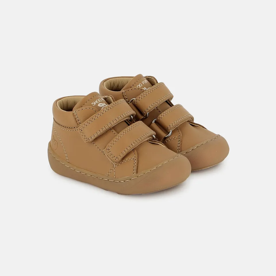shoo-pom-pruim-easy-chaussure-barefoot-b-b-nappa-camel-clair image 1