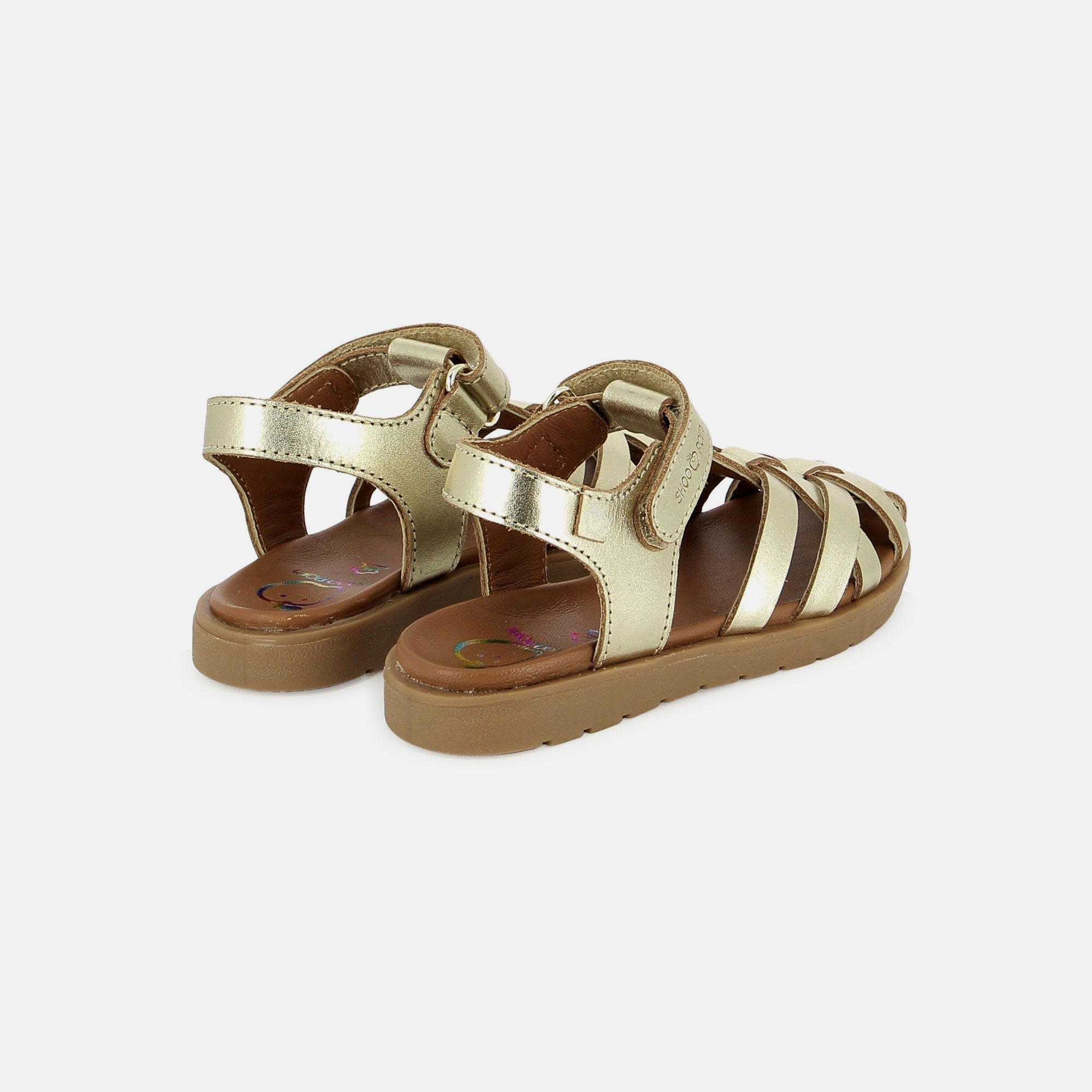 shoo-pom-kerala-easy-strap-sandale-cuir-fille-gold-bout-ferm image 4