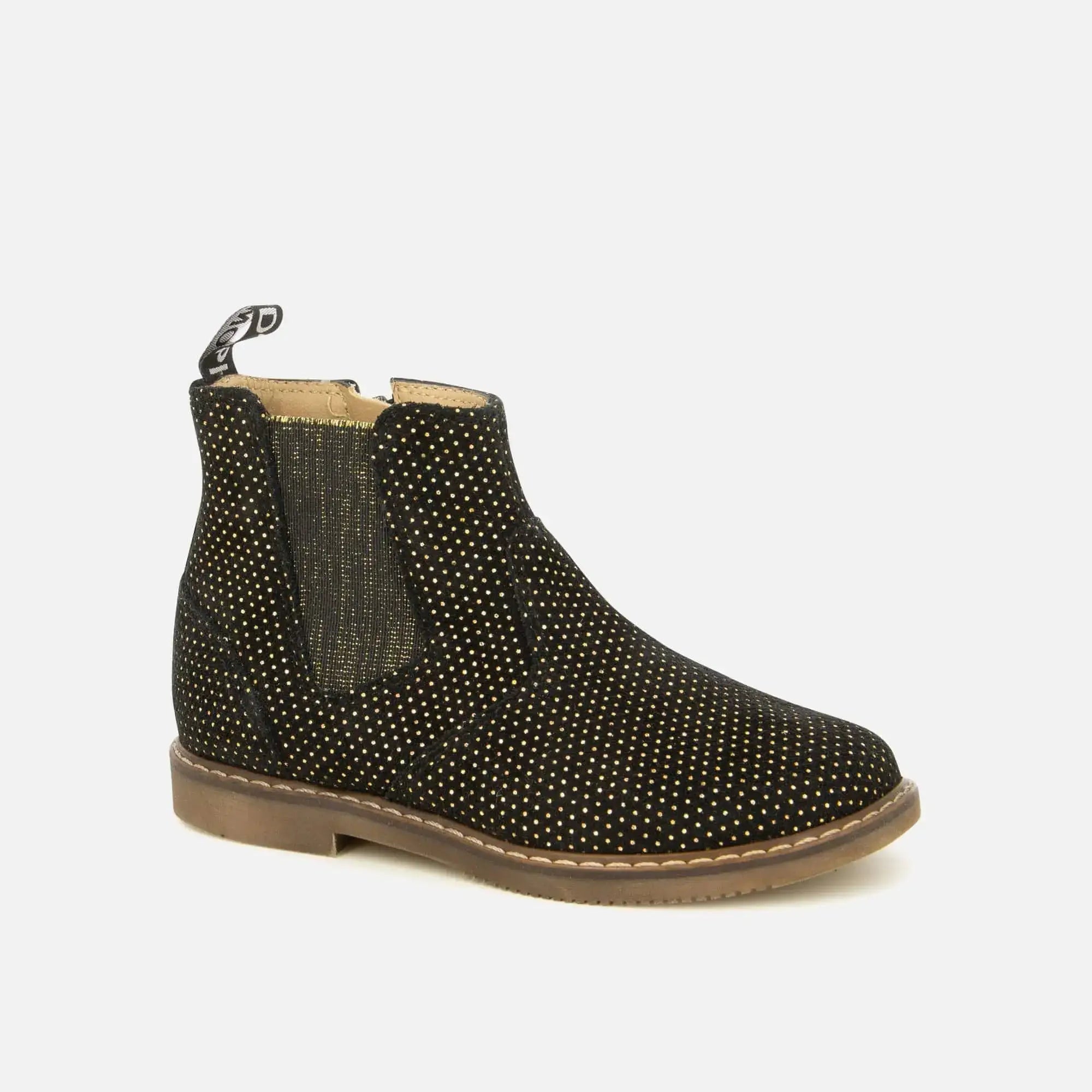 pom-d-api-city-jodzip-bottine-velours-noir-pois-dor-s image 1