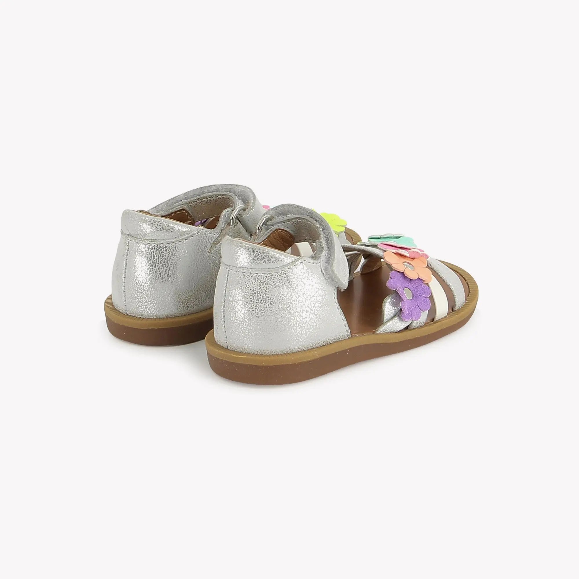pom-d-api-poppy-multi-flo-sandale-premiers-pas-silver-multi image 3