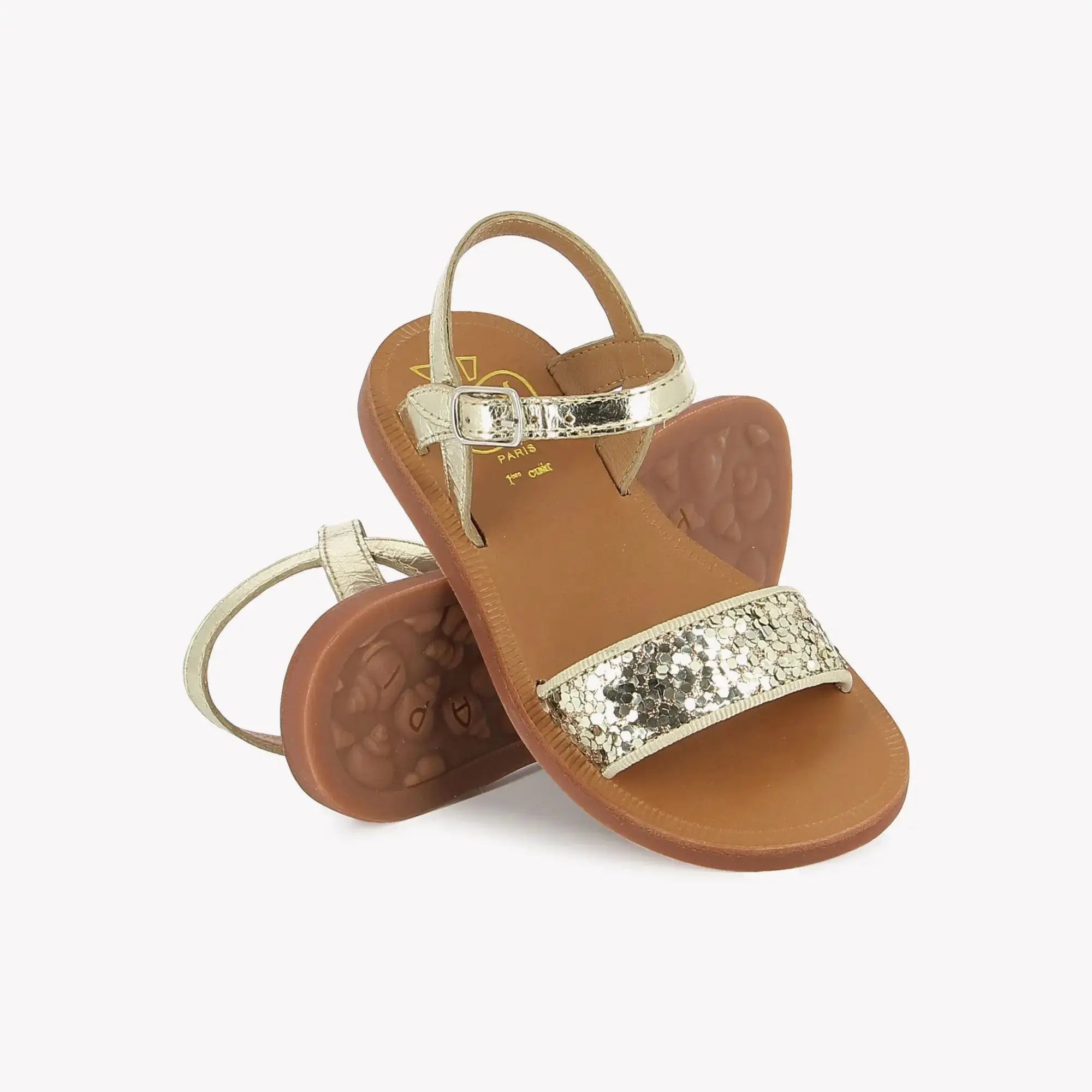 pom-d-api-plagette-buckle-tao-sandale-enfant-platine-or image 2