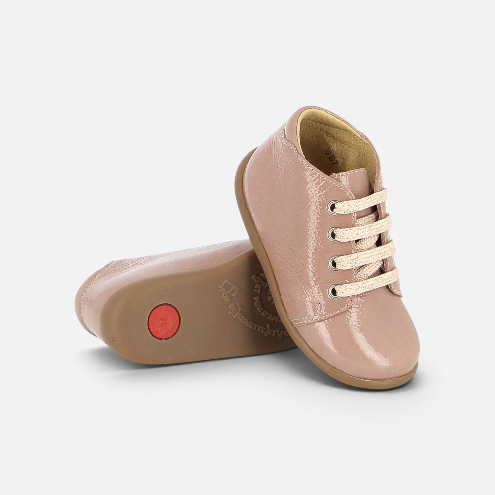 pom-d-api-stand-up-bottine-vernis-wrinkle-pink-chaussure-premiers-pas-fille image 3