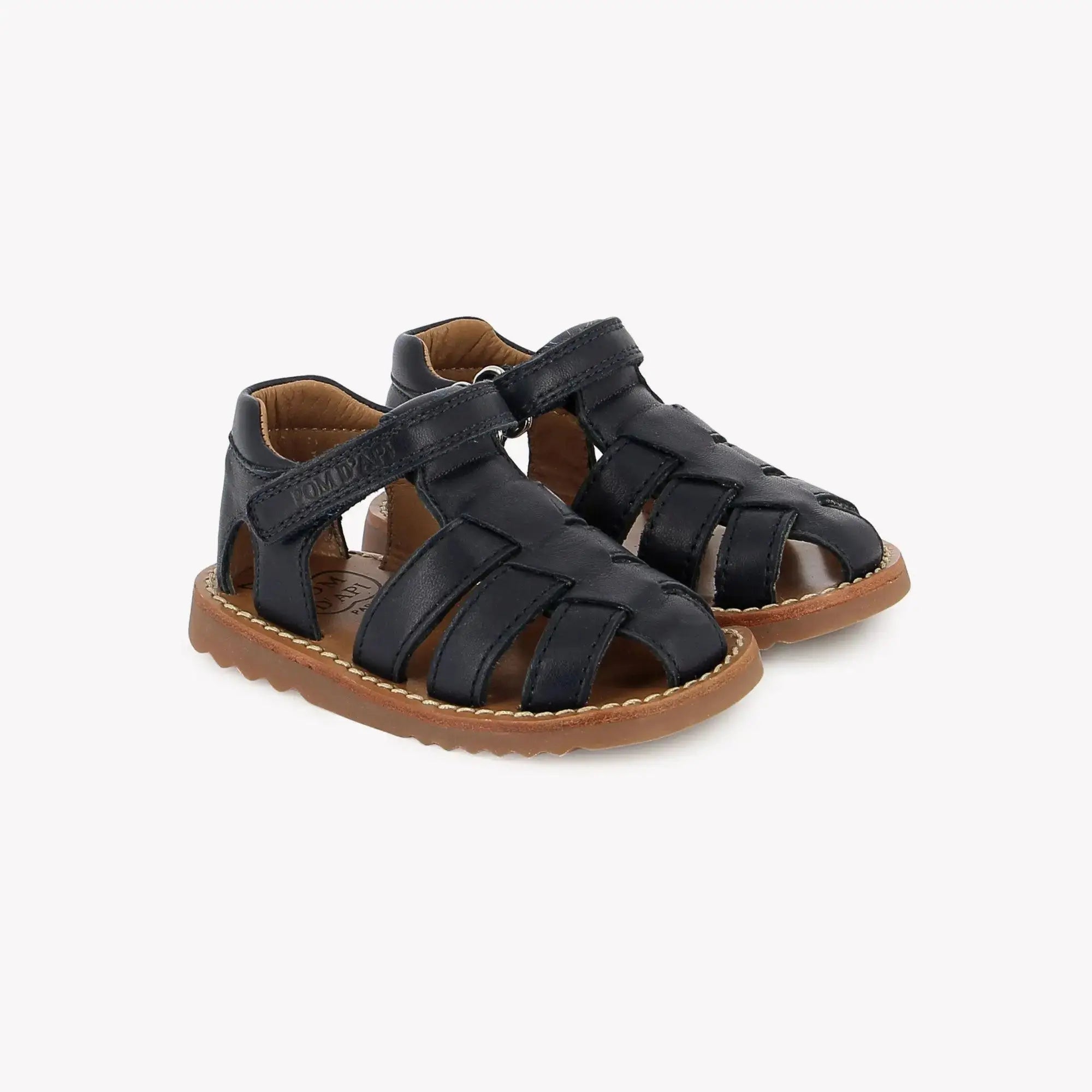 pom-d-api-waff-papy-sandale-enfant-marine-nappa image 1