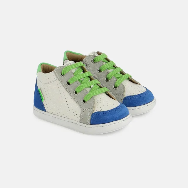 shoo-pom-bouba-ritsbox-chaussures-premiers-pas-nappa-velours-blanc-bleu-lectriqu image 1