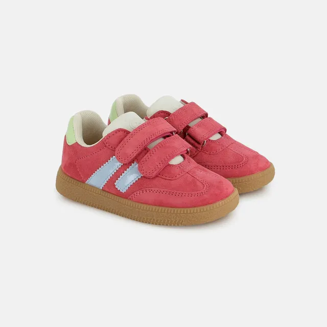 shoo-pom-yuzu-lo-scratch-basket-velcro-velours-framboise-enfant image 1