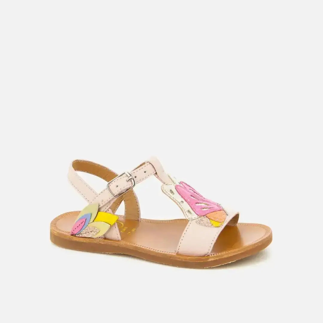 pom-d-api-plagette-papillon-sandale-fille-rose-multicolore image 1