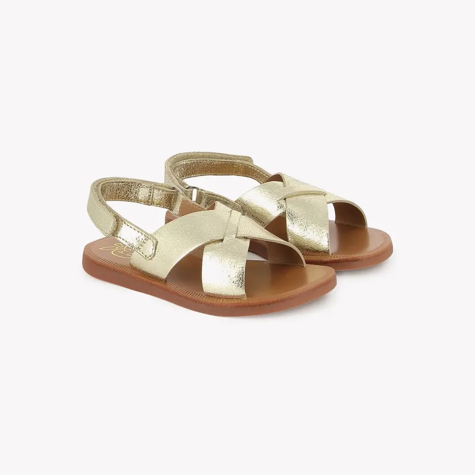 pom-d-api-plagette-cross-laminato-milled-sandales-enfant-fille-platine image 1