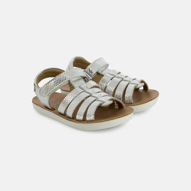shoo-pom-goa-spart-sandales-cuir-enfant-silver image 1