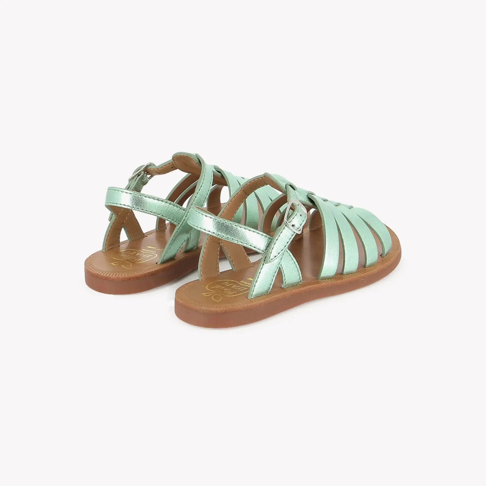 pom-d-api-plagette-strap-sandale-enfant-vert-d-eau-laminato image 3