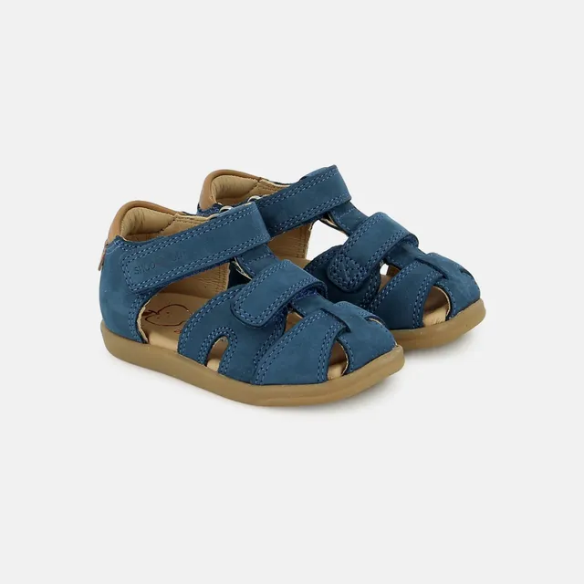 shoo-pom-pika-scratch-sandale-premier-pas-nubuck-bleu-camel image 1