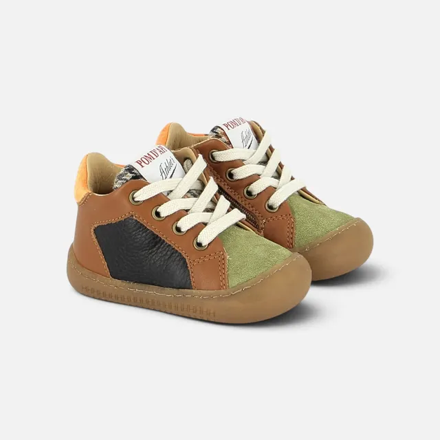 pom-d-api-yaka-star-chaussure-premiers-pas-gar-on-marron-buda-nomada-cuero-navy image 1