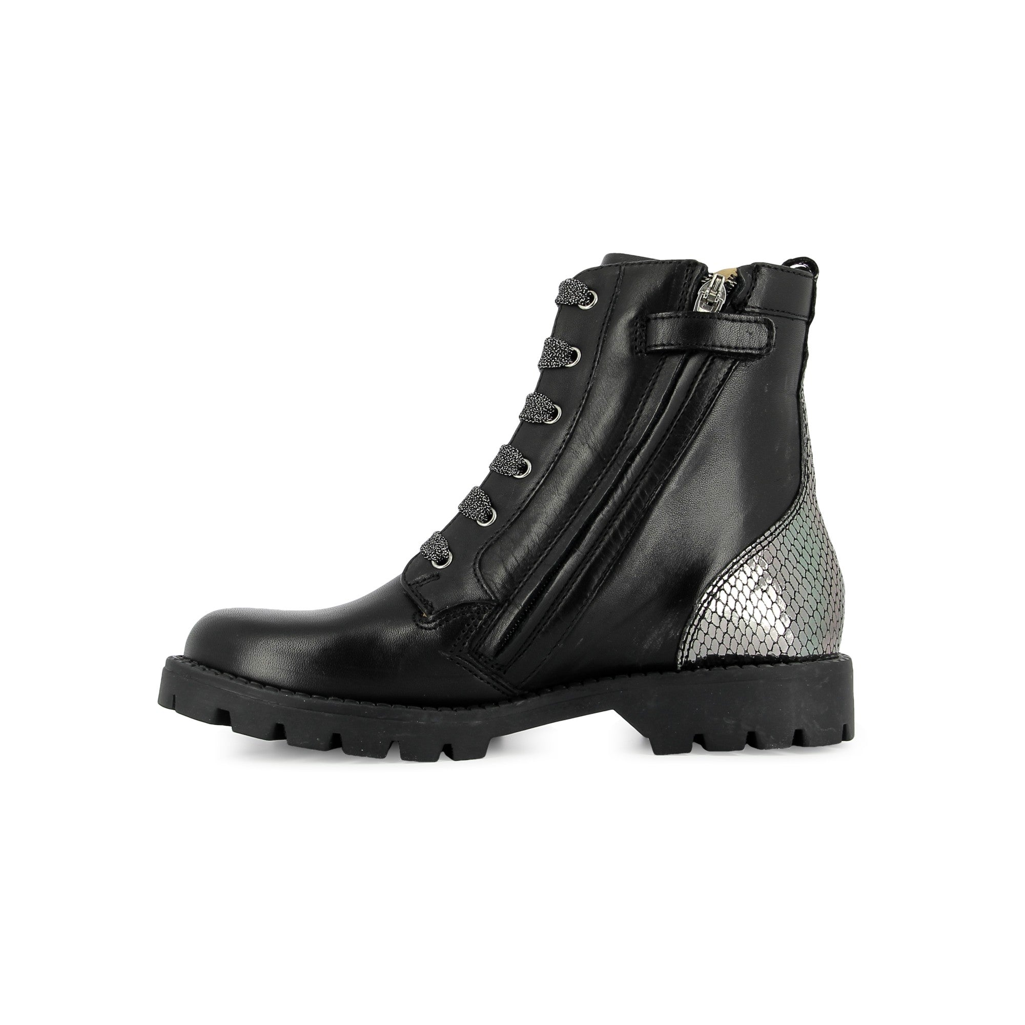 shoo-pom-bouba-misty-ranger-bottines-fille-cuir-noir-nappa-lacets image 5