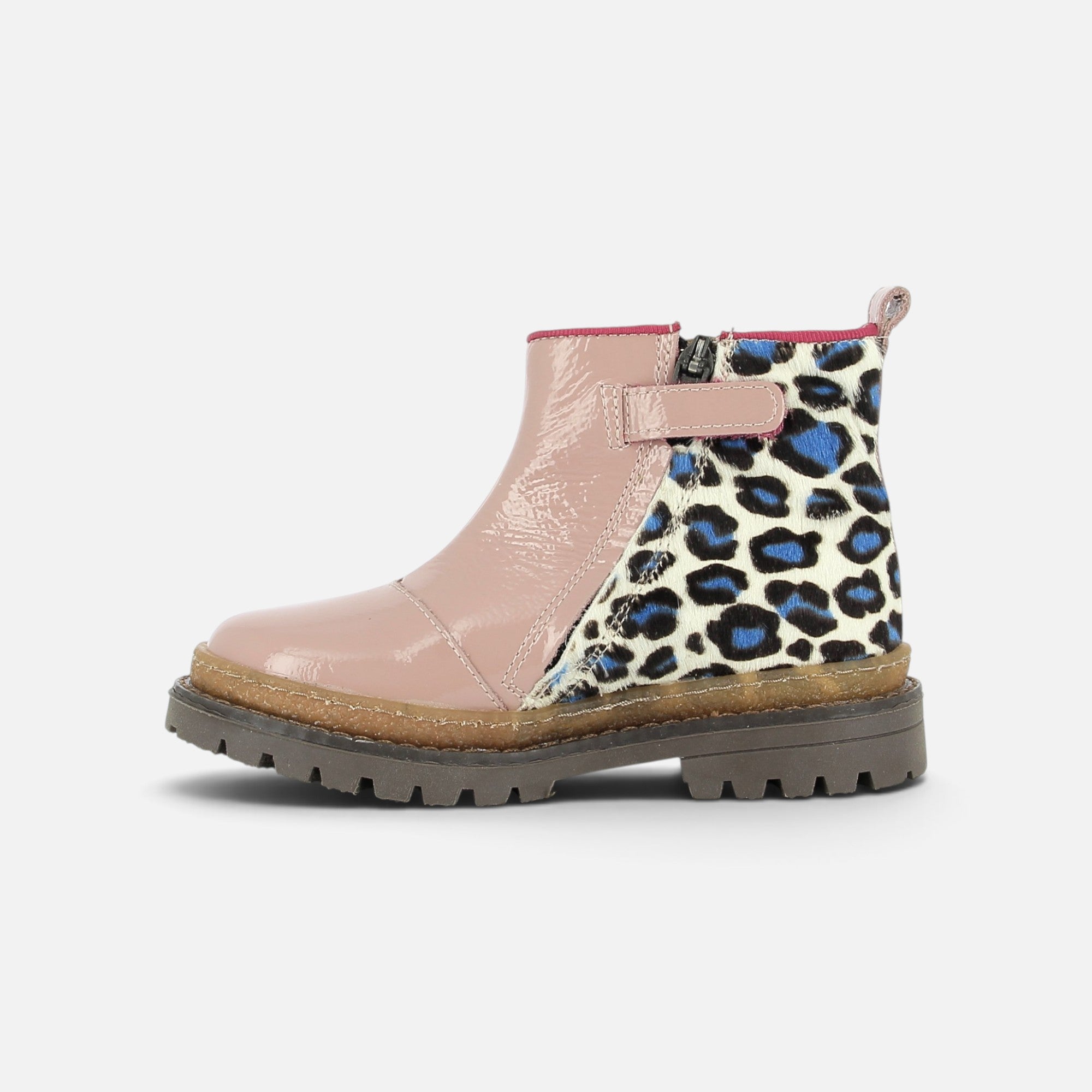 pom-d-api-wall-boots-enfant-cuir-vernis-fushia-bianco-bleu image 5