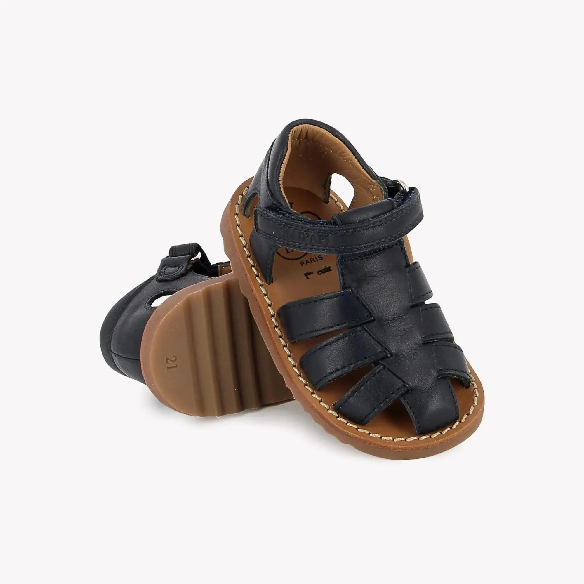 pom-d-api-waff-papy-sandale-enfant-marine-nappa image 2