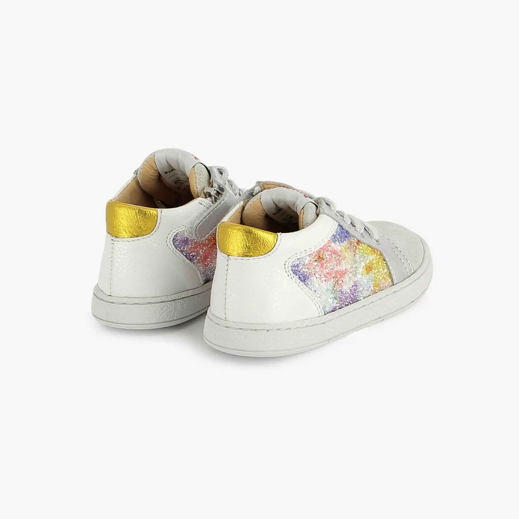 pom-d-api-mousse-zip-top-basket-fille-blanc-multi-velours-glitter image 3