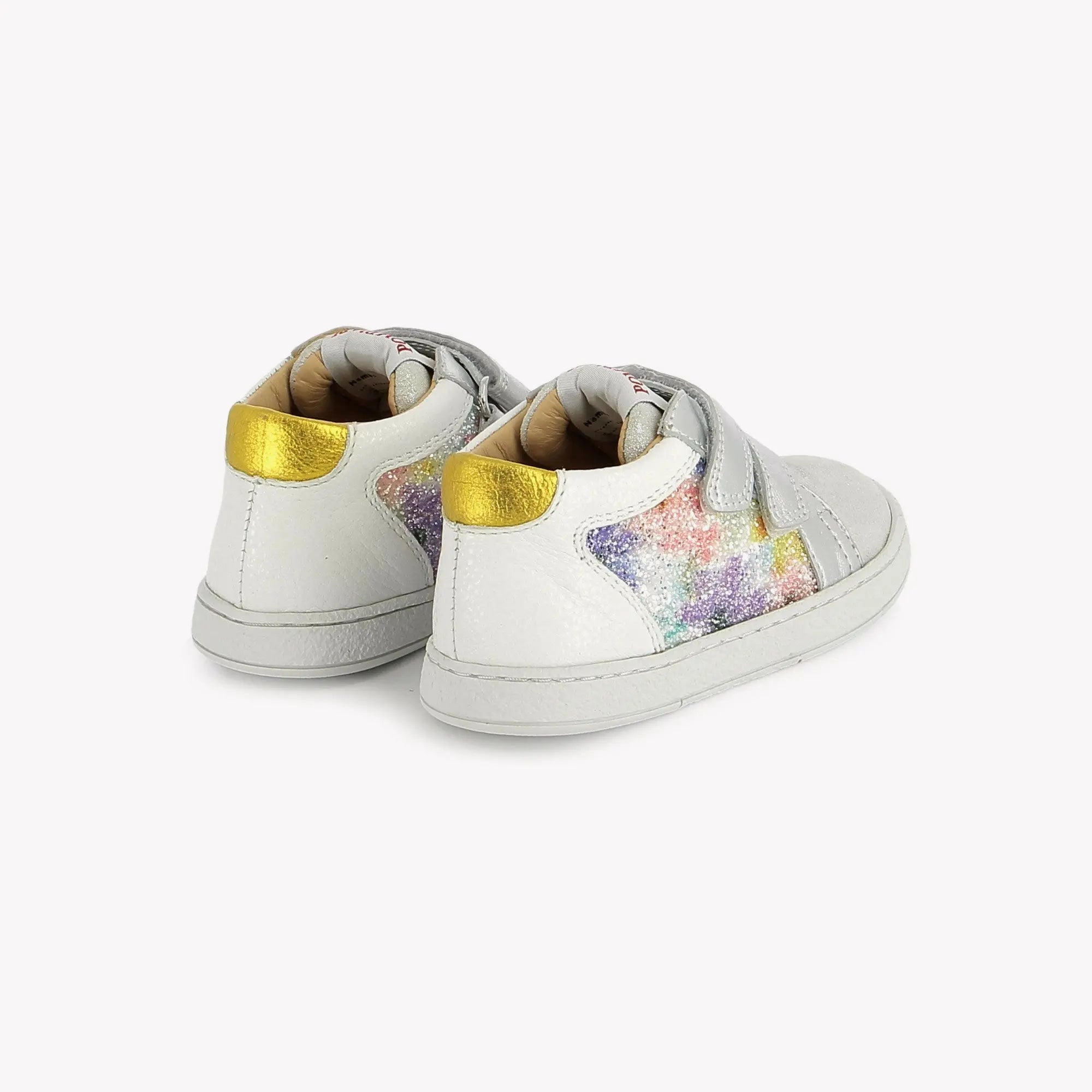 pom-d-api-mousse-easy-top-basket-velcro-fille-blanc-multi-velours-glitter image 3