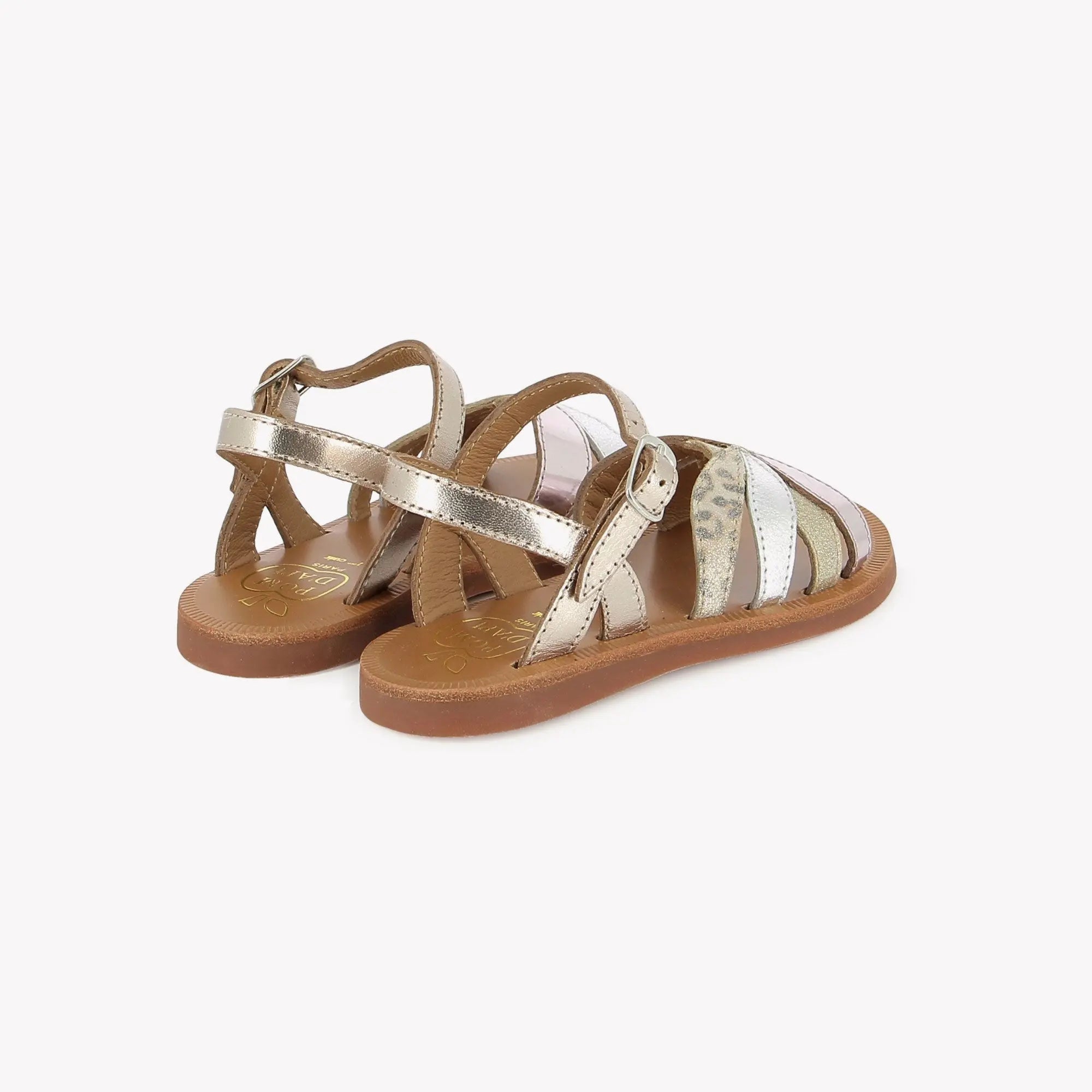 pom-d-api-plagette-oto-sandale-enfant-cuir-oro-platino image 3