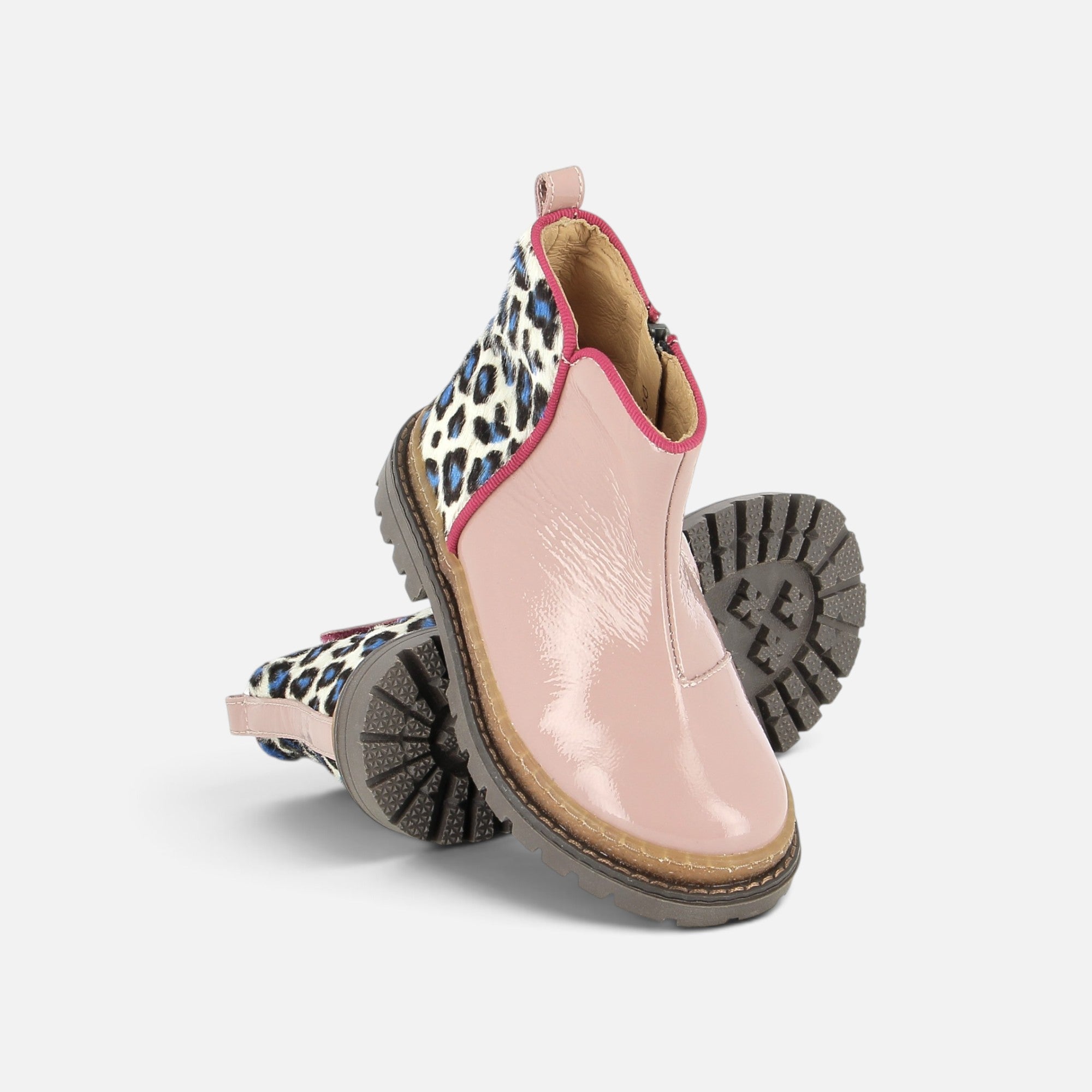 pom-d-api-wall-boots-enfant-cuir-vernis-fushia-bianco-bleu image 3