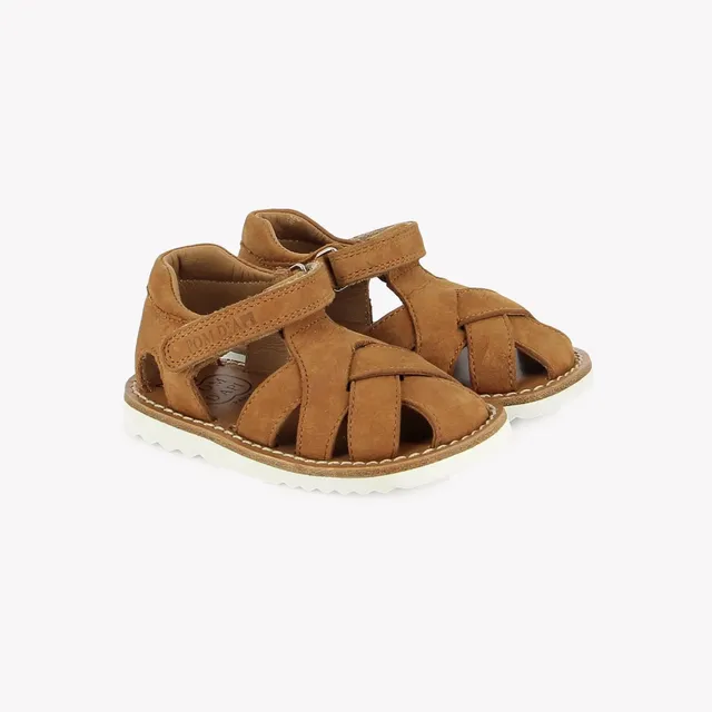 pom-d-api-waff-cross-sandale-enfant-cuir-nubuck-camel image 1