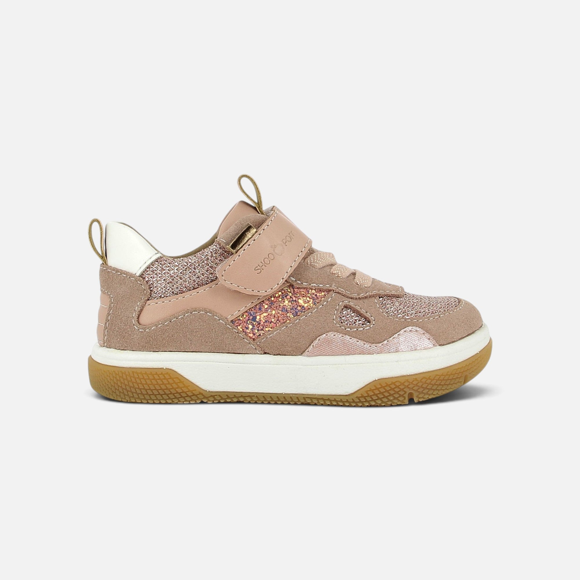 shoo-pom-baresket-jog-baskets-barefoot-fille-velours-glitter-pink image 3