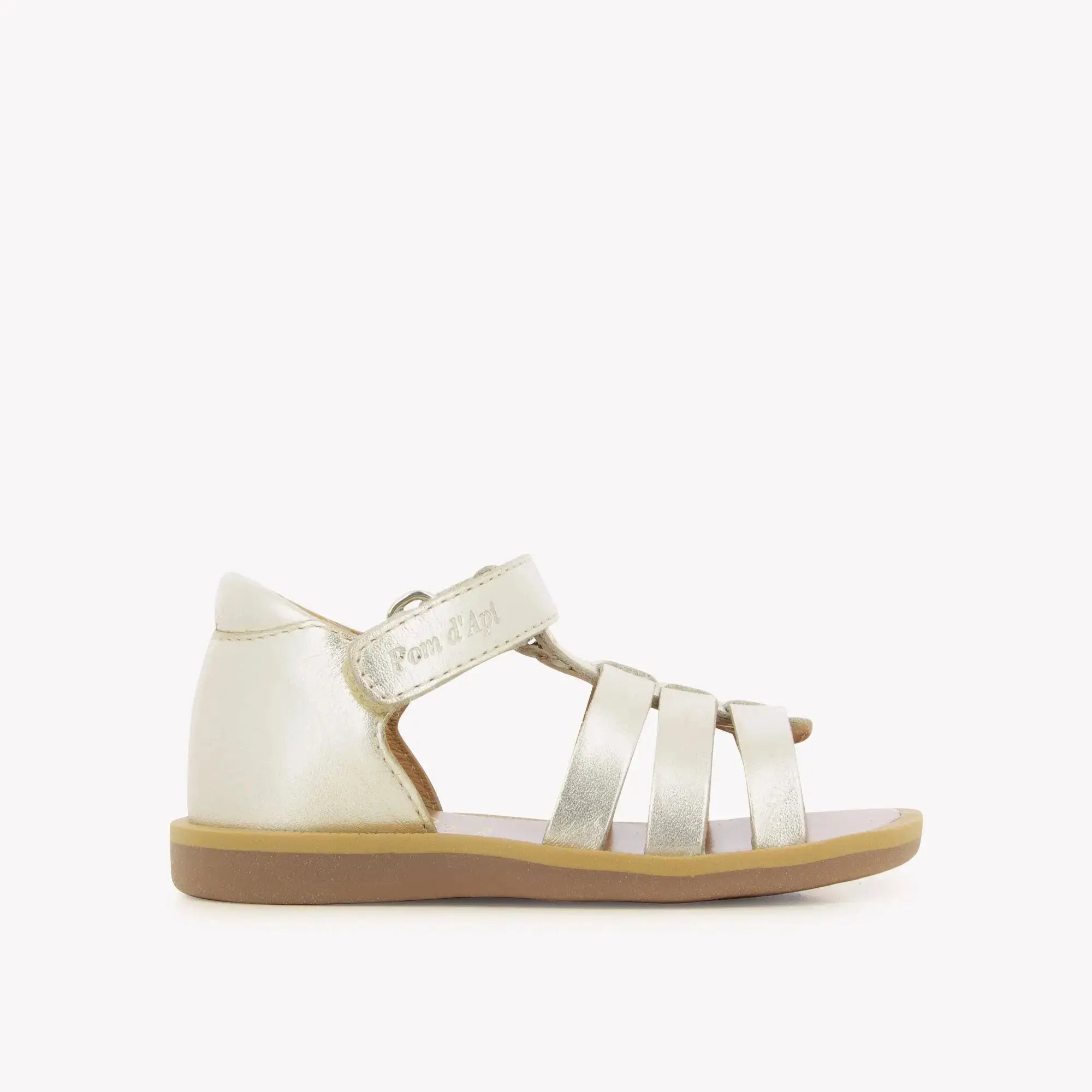 pom-d-api-poppy-strap-laminato-sandales-premiers-pas-fille-platine-scratch image 3