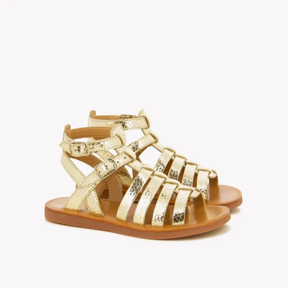 pom-d-api-plagette-gladiator-blob-platine-sandale-fille-cuir image 1