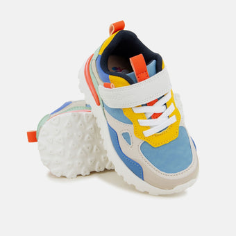 shoo-pom-joggy-scratch-baskets-enfant-canvas-pure-nappa-blue-almond-yellow image 2