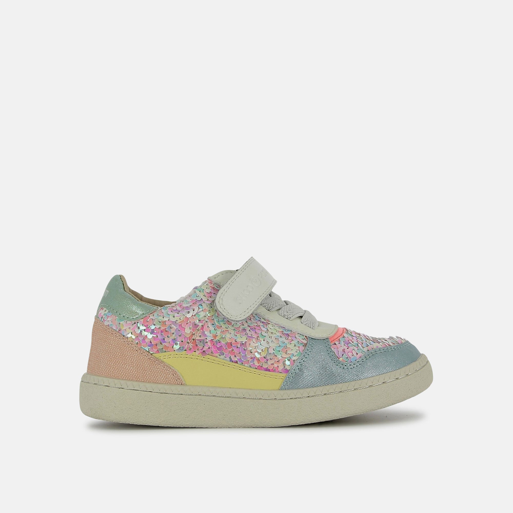 shoo-pom-sp-kix-lo-connect-baskets-enfant-fille-white-nacre-nappa-sequins image 5