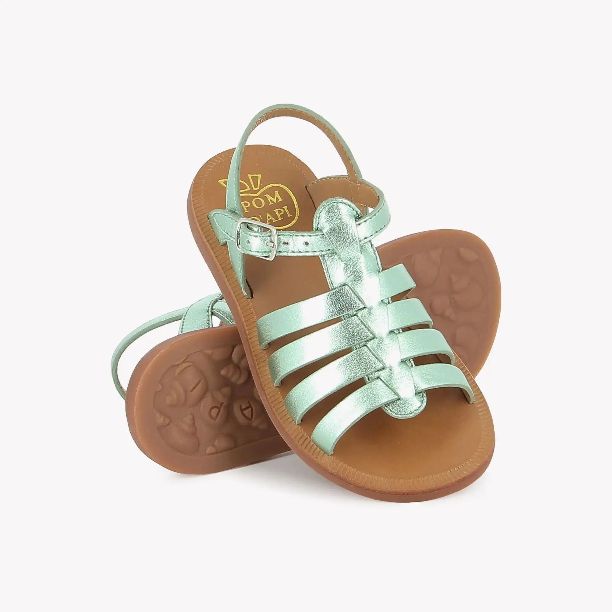 pom-d-api-plagette-strap-sandale-enfant-vert-d-eau-laminato image 2